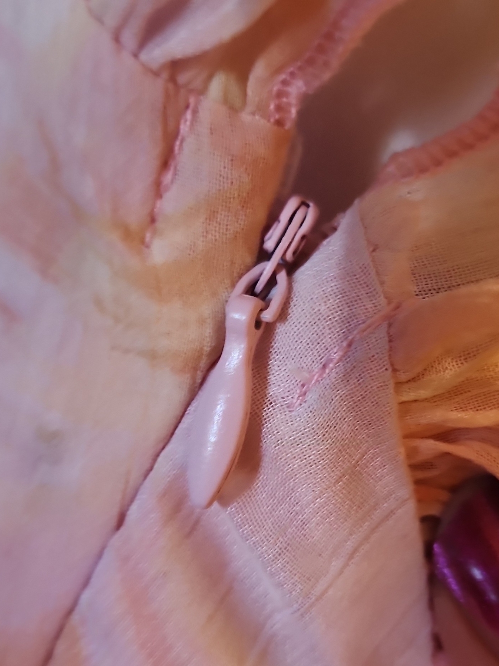 Peach-Pattern Ruffle Wrap Mini Dress - Picture 5 of 9